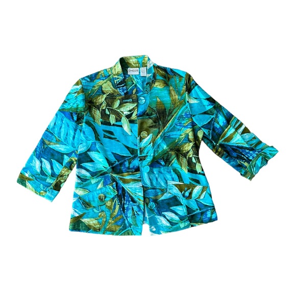 Chicos Womens Size Small Tropical Print Jacket Blazer Chicos Size 0 - Picture 1 of 5